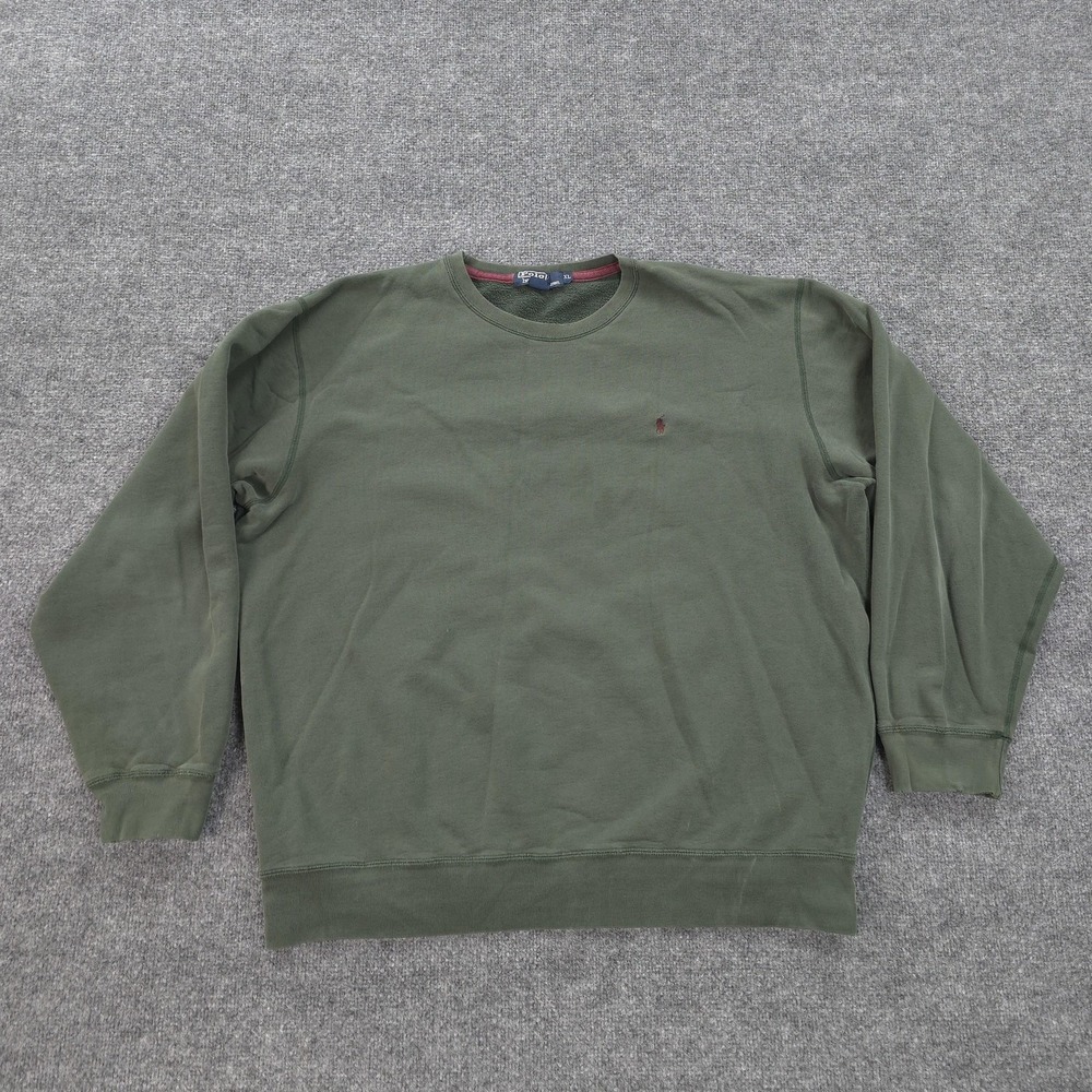 Vintage Polo Ralph Lauren Sweatshirt Mens XL Green Fleece Crewneck Pony Logo 90s